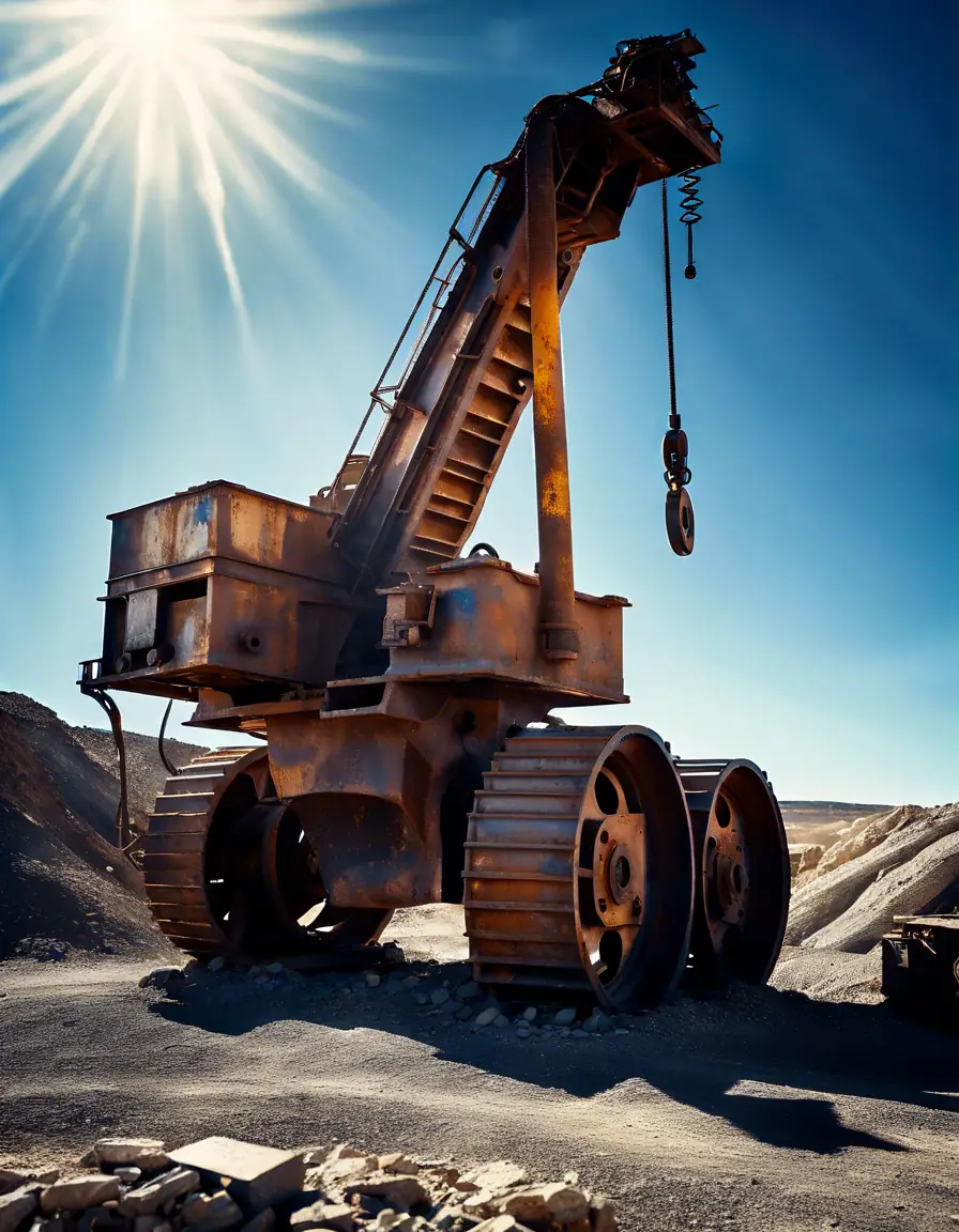 Rugged industrial mining equipment in a remote site, showcasing reliability in harsh environments.