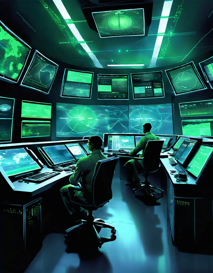 Operators monitoring resource allocation and planning in a control room with digital dashboards.