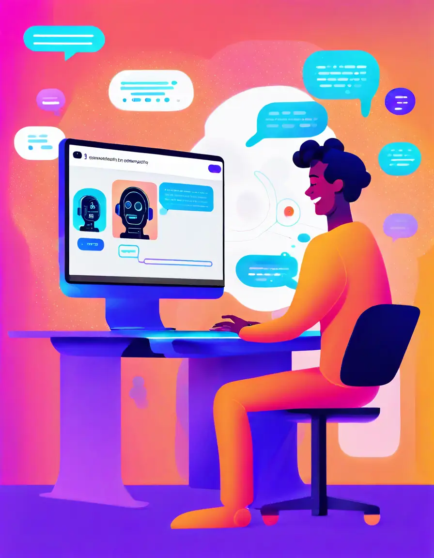 A chatbot interface on a computer screen showing a conversation with an AI assistant.