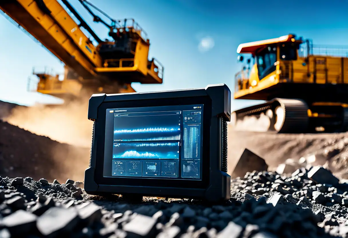 Edge computing devices processing data in real-time at a mining site. ai capabilities
