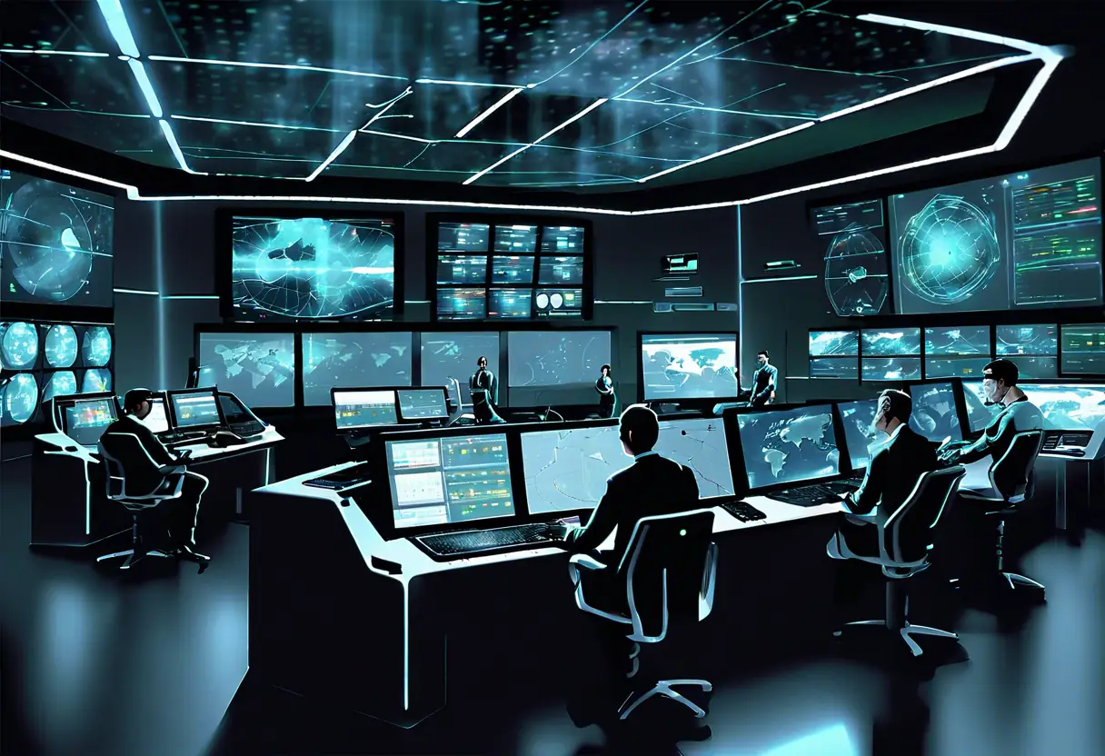 Operators using data-driven decision-making tools in a high-tech control room.