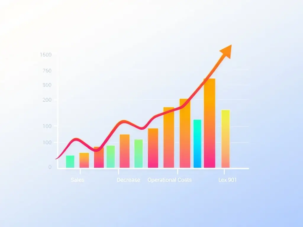 A digital graph illustrating increased sales and reduced costs due to AI solutions in the CPG industry.