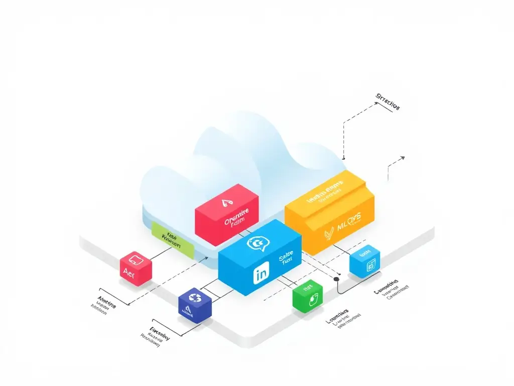 A cloud architecture diagram illustrating scalable MLOps platform implementation with integrated tools.