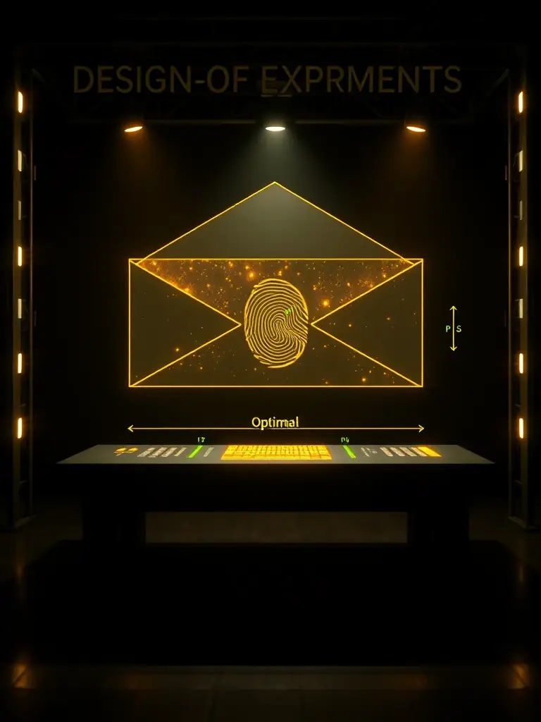 An image depicting a Design of Experiments (DoE) setup, visualizing the 'Golden Fingerprint Envelope' concept. The image should represent the systematic approach to identifying optimal process parameters.